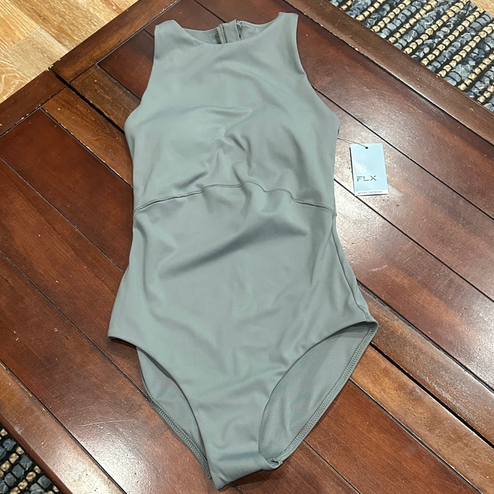 FLX High-Neck One-Piece Swimsuit in Sage
